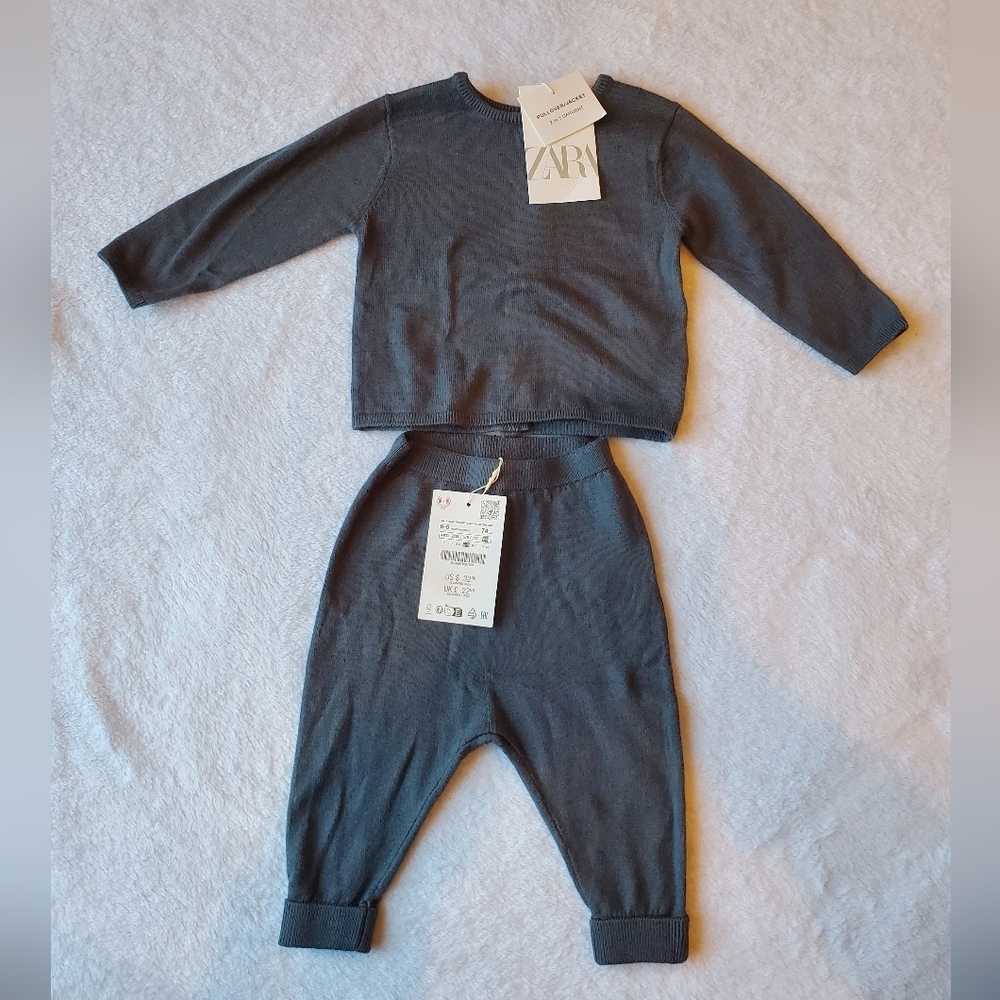 NWT ZARA Kids Gray Knit Set- Size 6-9 Months